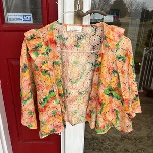 Anthropologie Multicolor Ruffle Cardigan Jacket